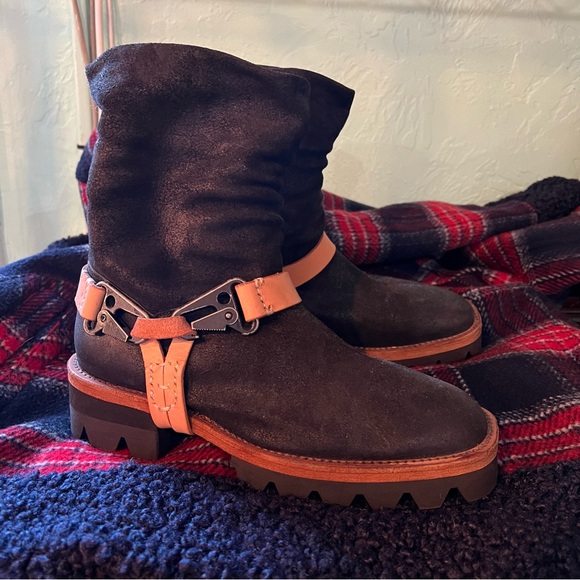 NEW! We The Free Reyna Harness Boot - Free People - Black Leather - Picture 4 of 5